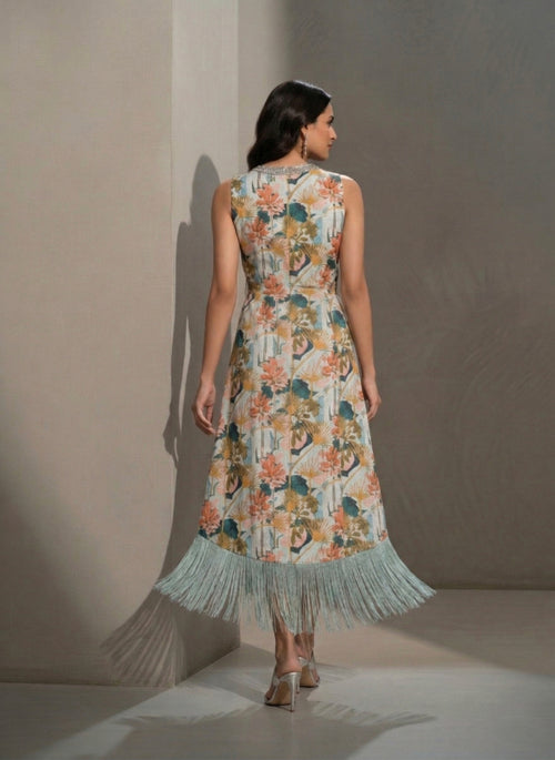 Botanical Fringe Waistcoat Skirt Set