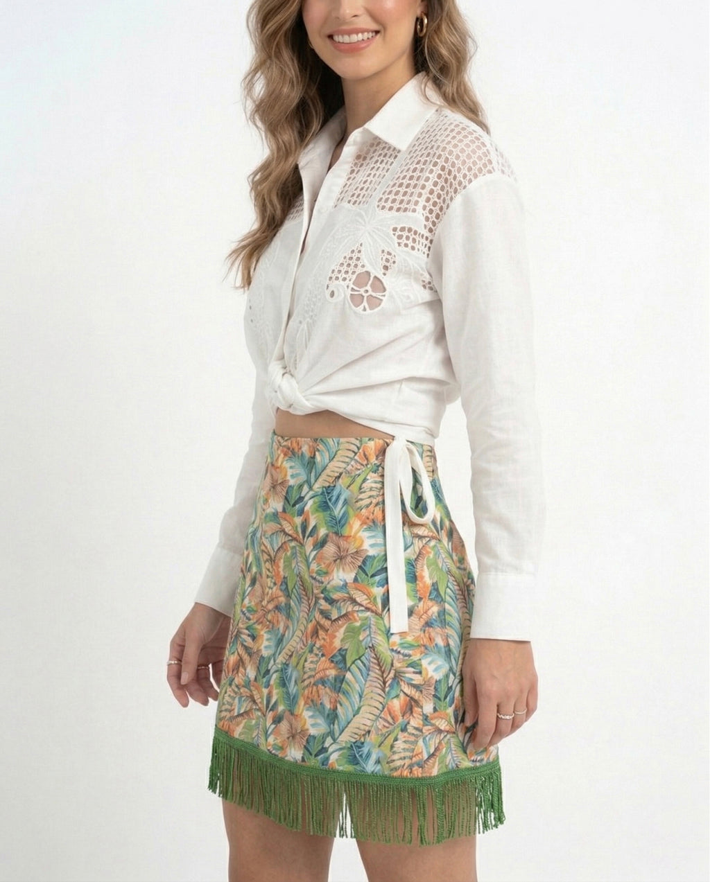 Resort Fringe Shirt & Skirt Set