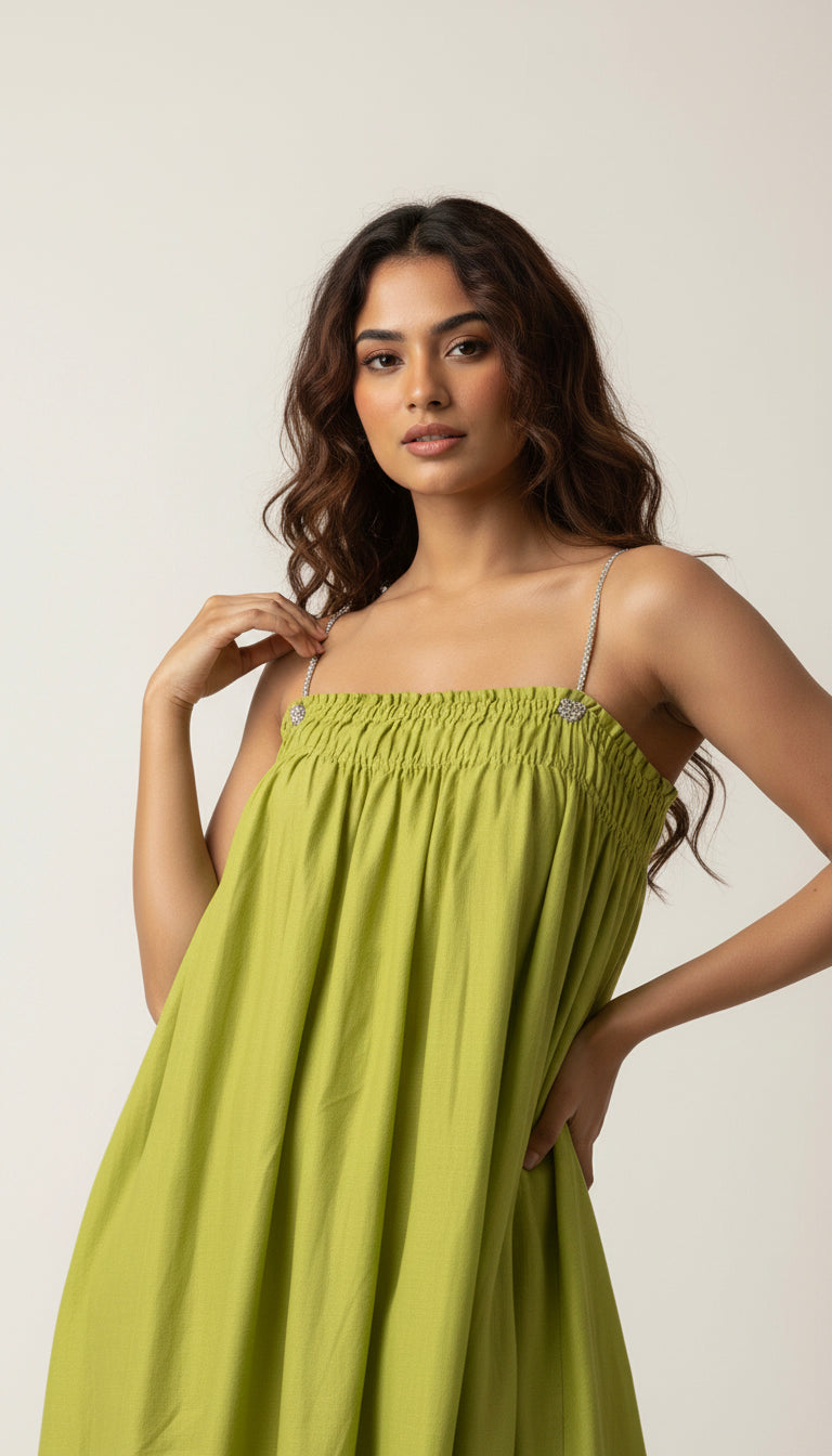 Lime Breeze Diamanté Maxi Dress