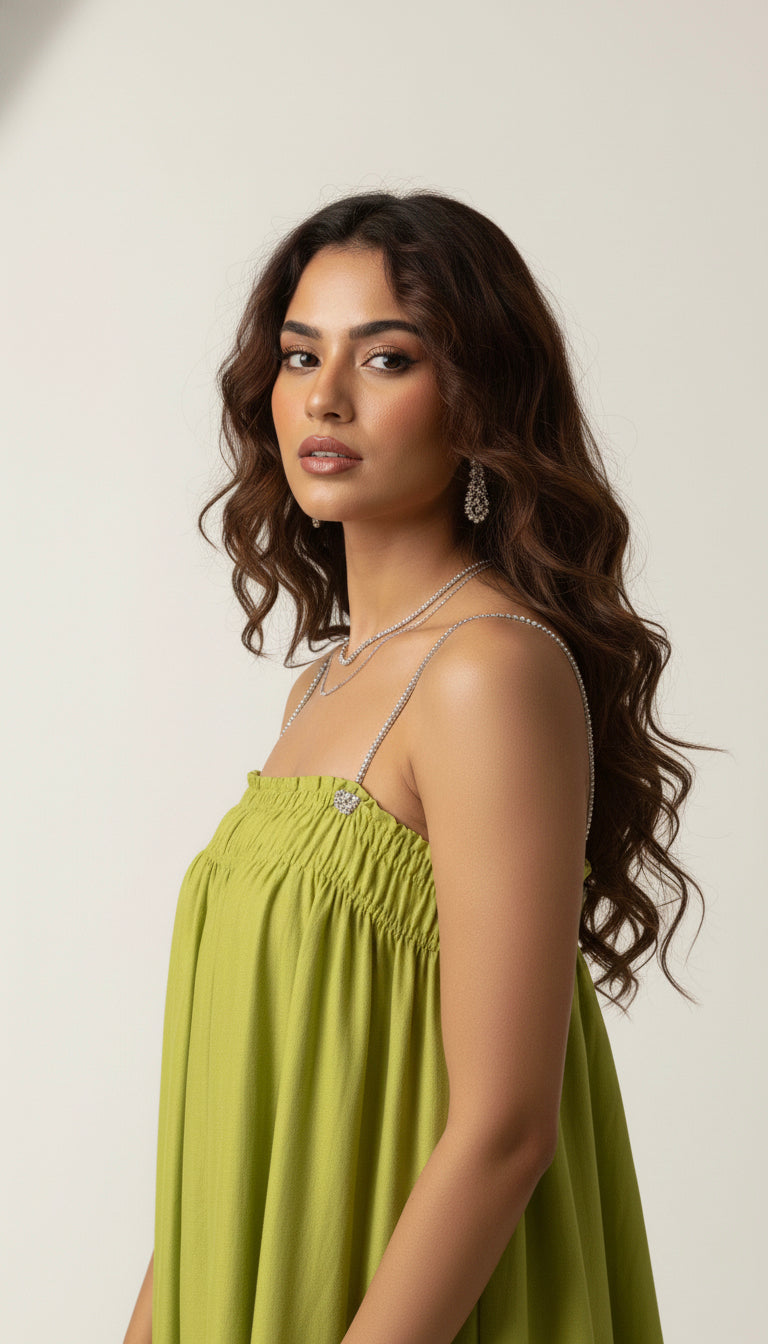 Lime Breeze Diamanté Maxi Dress