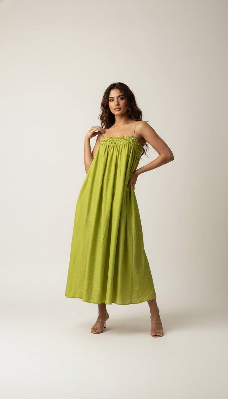 Lime Breeze Diamanté Maxi Dress