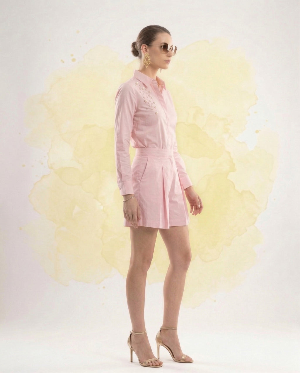 Giza Pearl Luxe Shirt & Shorts Set