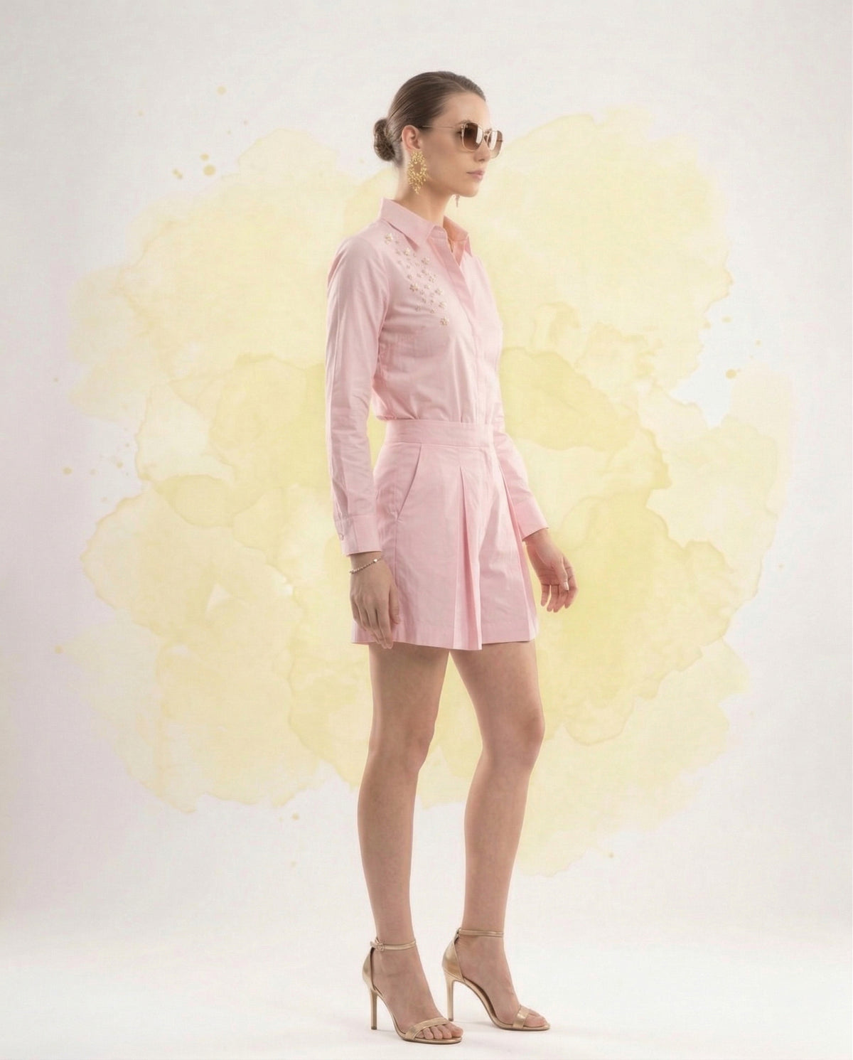 Giza Pearl Luxe Shirt & Shorts Set