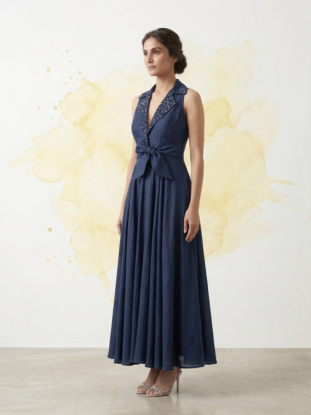 Midnight Swarovski Collar Dress