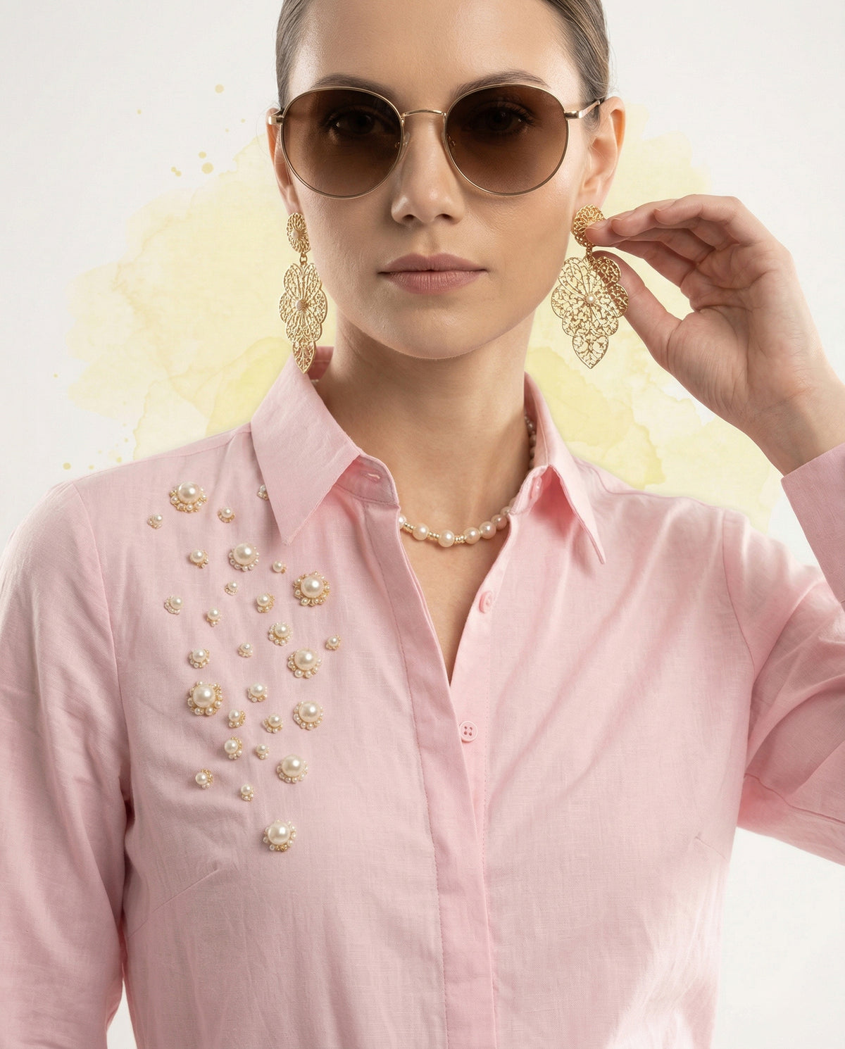 Giza Pearl Luxe Shirt & Shorts Set