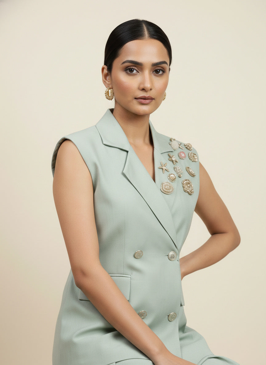 Heritage Button Waistcoat & Midi Skirt Set