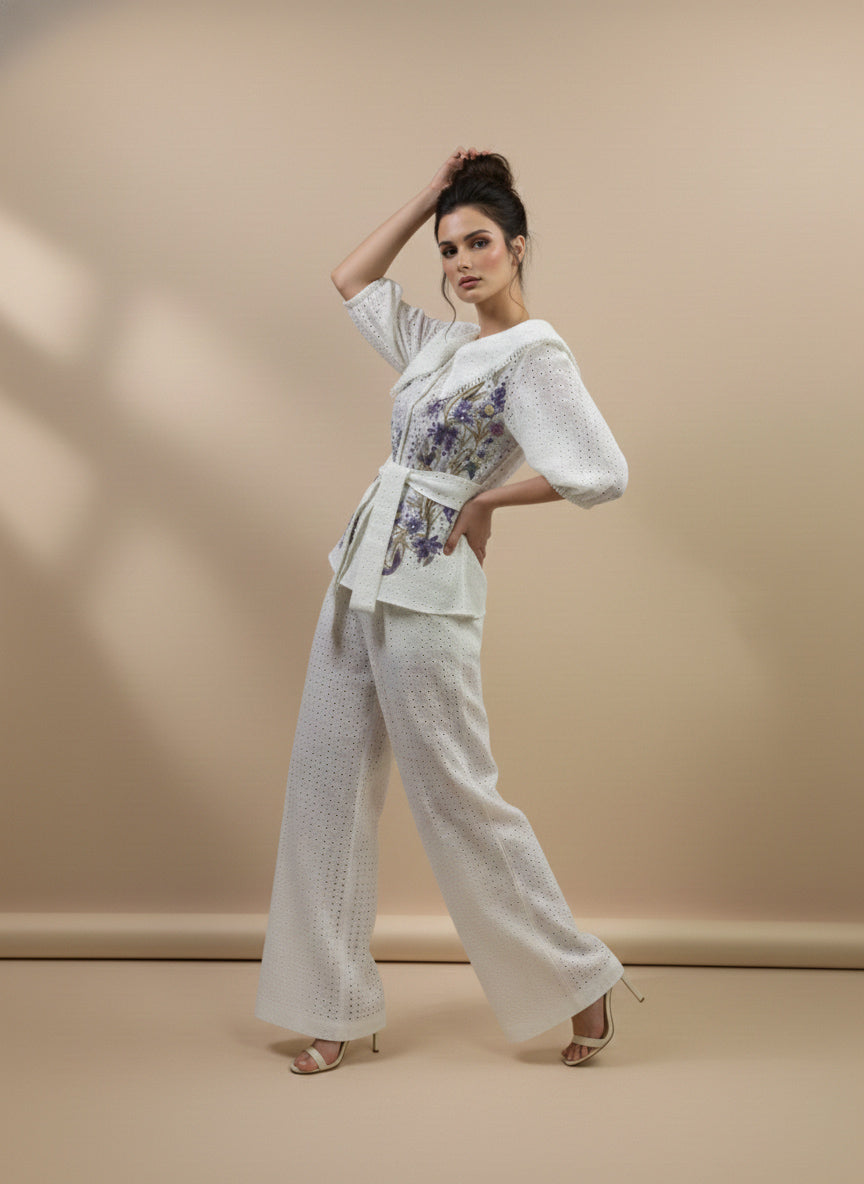 Lavender Bloom Eyelet Co-ord Set
